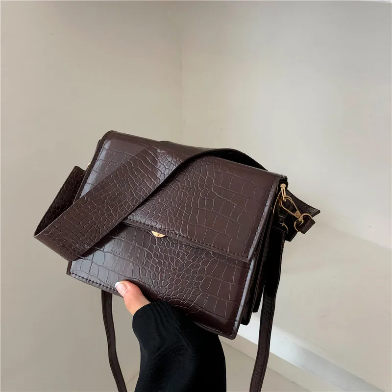 

Сумка через плечо с каменным узором для женщин, модная квадратная сумочка на плечо, брендовые дизайнерские дамские однотонные сумки через п...