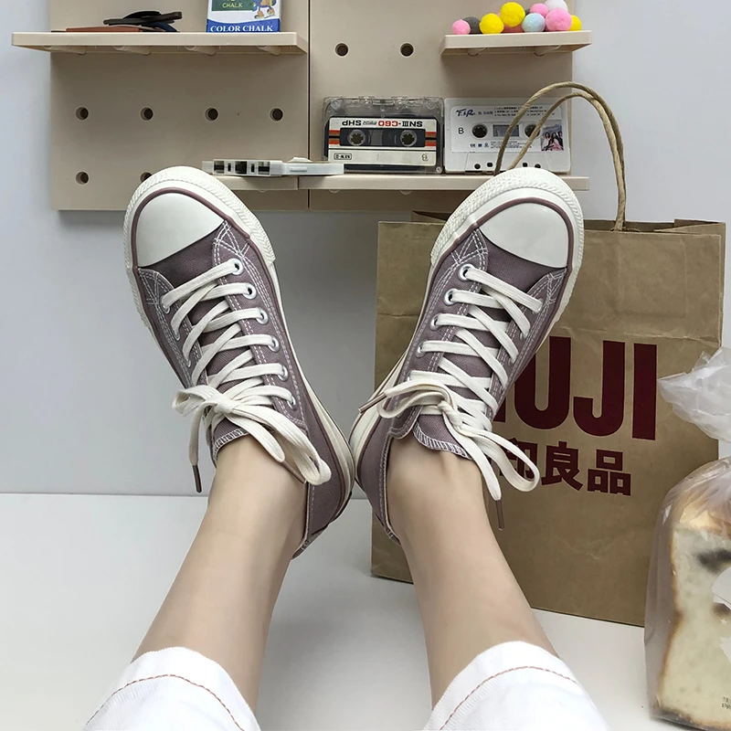 Женская обувь холст кроссовки Корейская версия Белая для студентов плоская