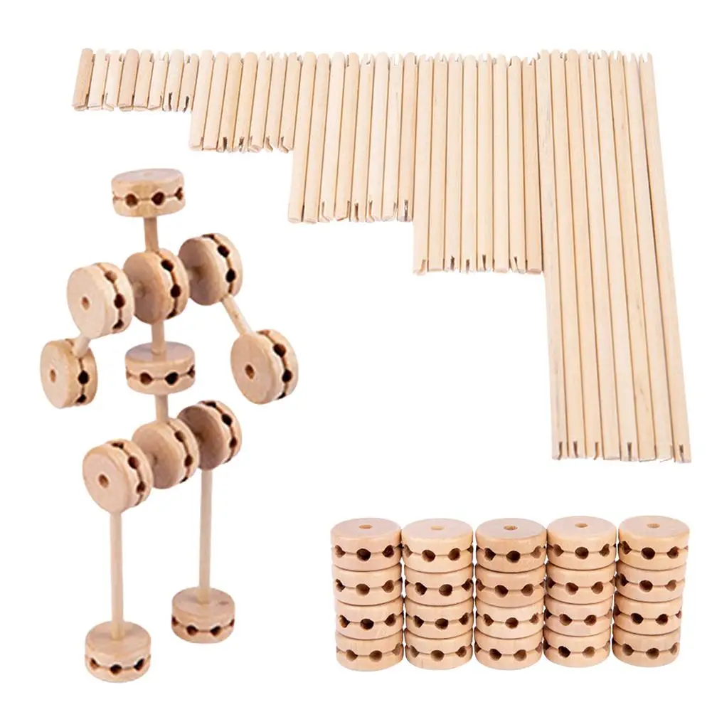 

Stacking Blocks Brain Teasers Toy For Toddlers 3D Wooden Blocks For Crafts Intellectual Removing Assembling DIY Model Doug 60 PC