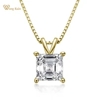 wong rain 925sterling silver asscher cut created moissanite diamonds gemstone pendant necklace engagement fine jewelry wholesale