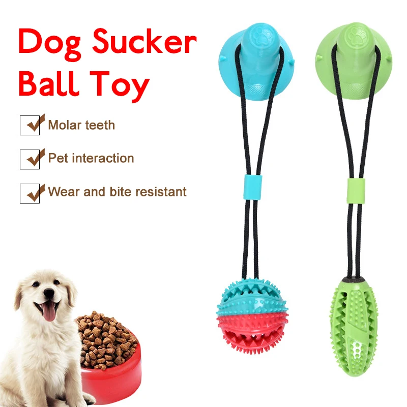 

For Dog Molar Rope Ball Toy Pet Bite Tug Chew Puppy Toys Tooth Cleaning Suction Cup Food-grade TPR Sucker Drawstring Leaking