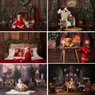 Фон для фотосъемки с изображением рождественского камина рождественской елки винтажной деревенской деревянной стены на окна зиму