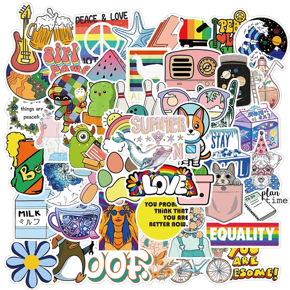 

10/30/50PCS Cartoon Simple VSCO Girls Kawaii Stickers Laptop Guitar Luggage Waterproof Graffiti Sticker Decal Kid Classic Toys