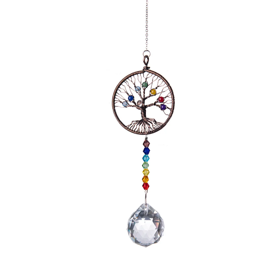 

Hanging Crystal Suncatcher with Ball Prism Rainbow Maker Tree of Life Decor for Garden Outdoor Home Kids Room Window