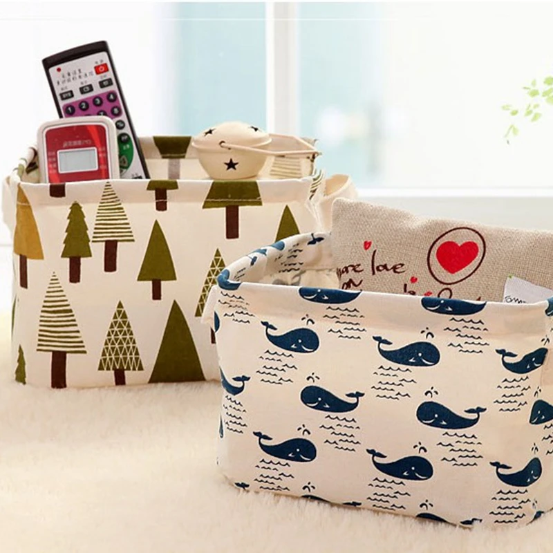 Фирменная корзина для хранения Милая льняная настольная коробка держатель