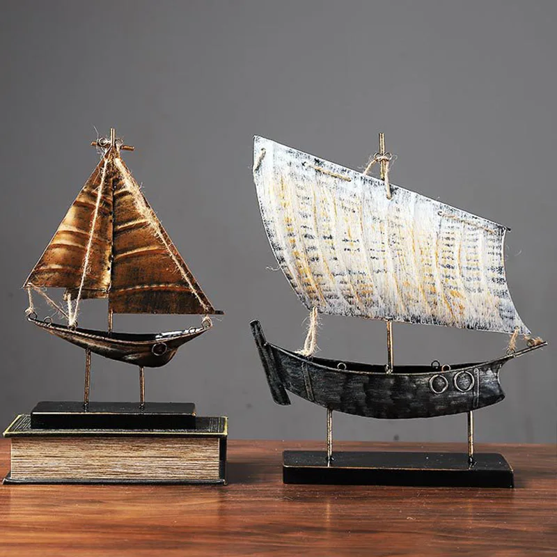 Скандинавская металлическая парусная лодка скульптура ремесла Миниатюрная