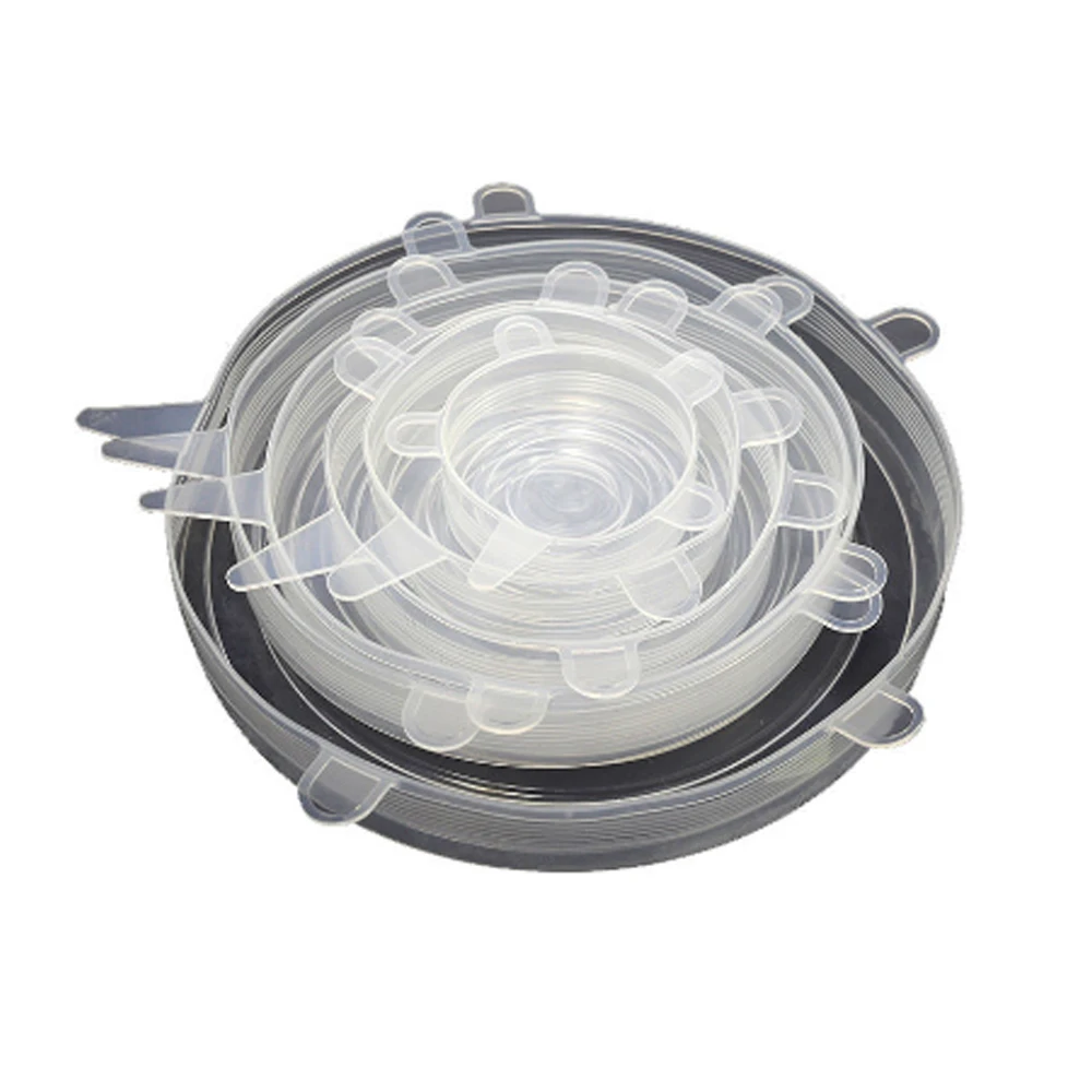 

kitchen accessories 6Set Silicone Fresh keeping Lid Household Insulation Cover Universal Bowl Lid Sealing Multi-function Stretch