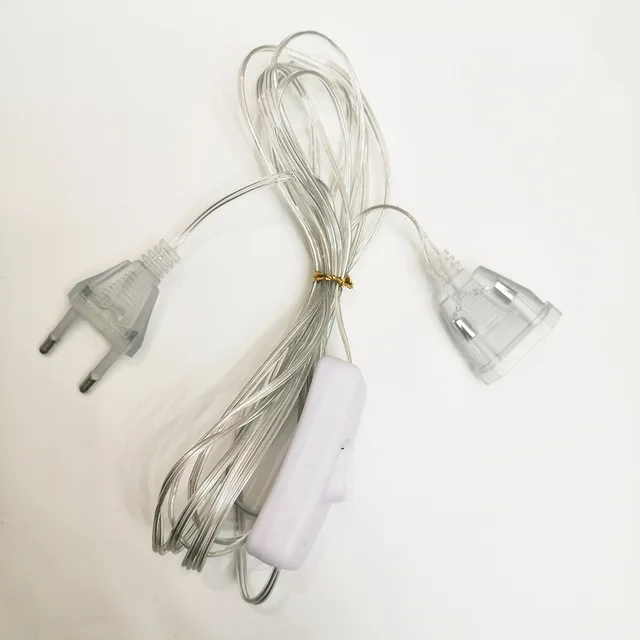 

LED Curtain Fairy String Light Power Extension Cable EU Plug Extended Wire For Garland Wedding Party Lamp Decor 3m