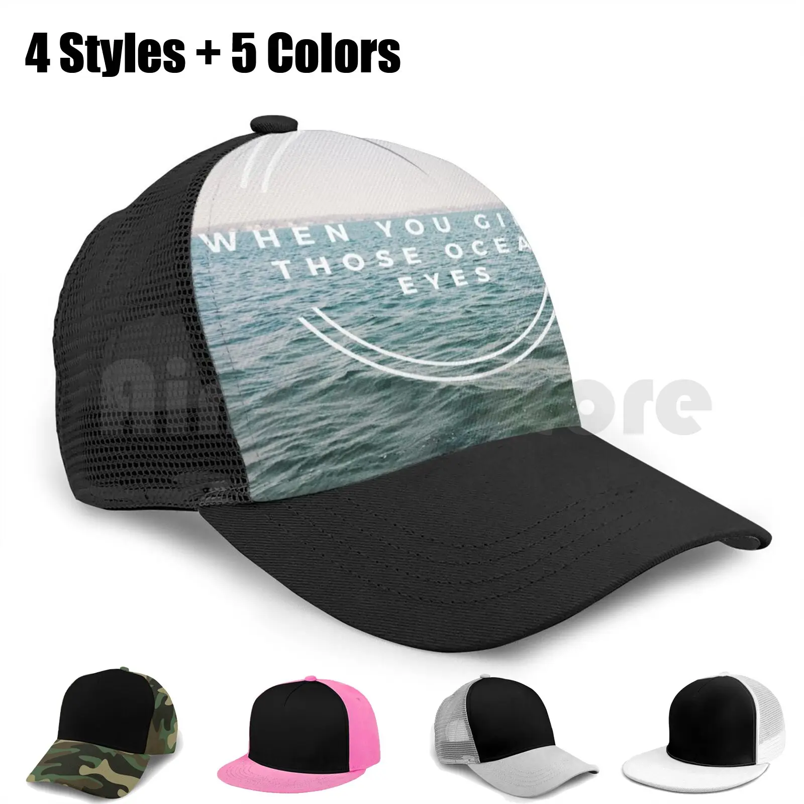

Ocean Eyes Baseball Cap Diy Mesh Hip Hop Adjustable Music Lyrics Ocean