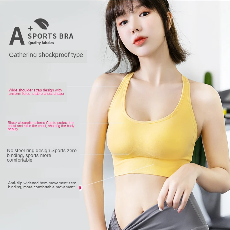 

Luren Sports Bra New Back Breasted Shockproof Push-up Adjustable Running Underwear Hollow-out Beauty Back Seamless Sports Bra
