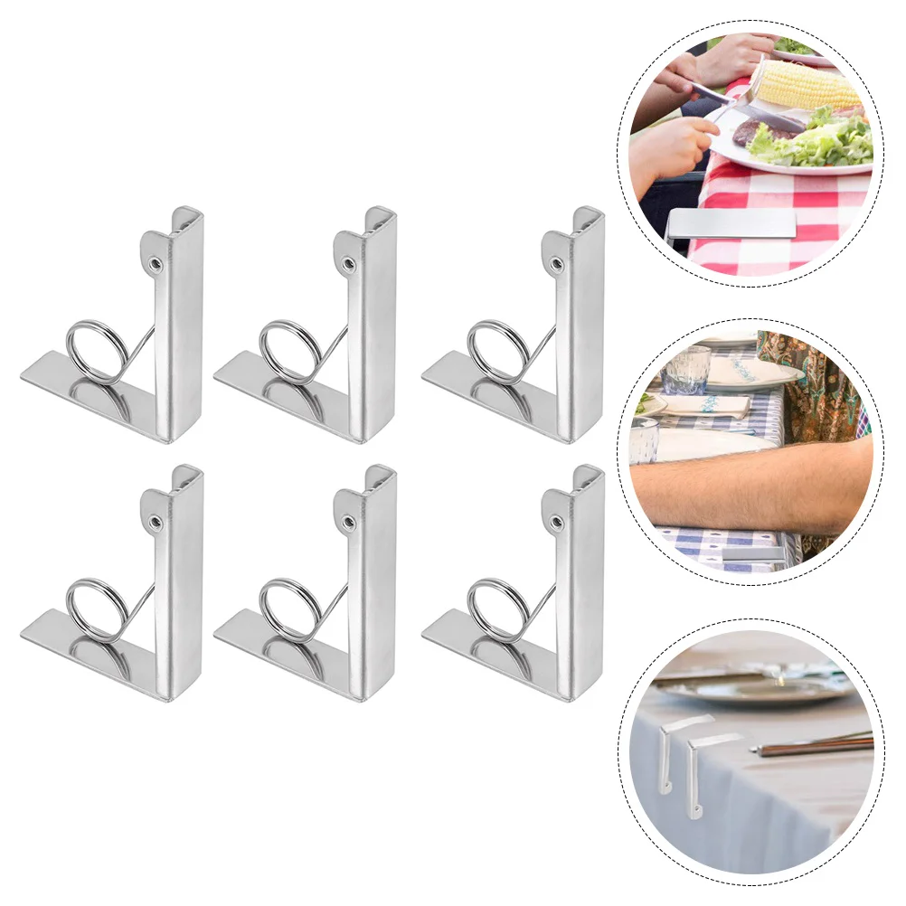 

6Pcs Stainless Steel Practical Tablecloth Clips Tablecloth Clamps (Silver)