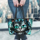 Женская кожаная сумка через плечо, с принтом Чеширского кота