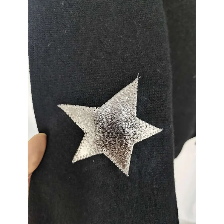 

Two Colors Women Knit Sweater 100% Cashmere Stars O-neck Long Sleeve Loose Autumn Winter Ladies Knit Top New