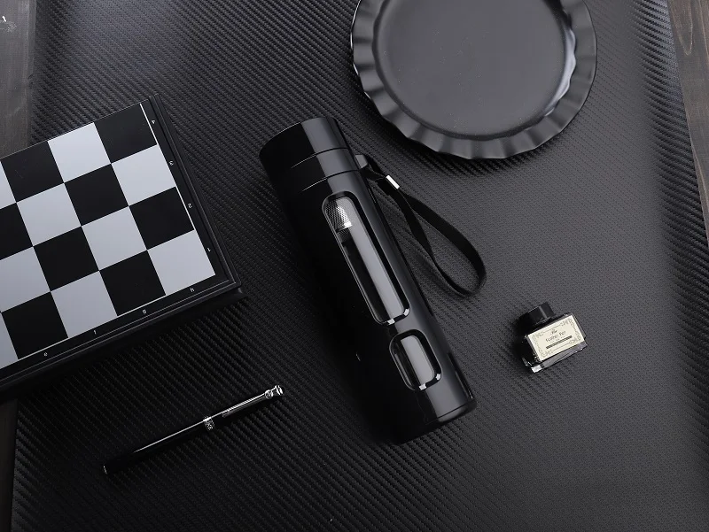 Black380ml Чайная бутылка стеклянная Изолированная короткая герметичная портативная с отделением для заварки чая стеклянная бутылка Защита подарок напиток чайник бутылка - Цвет: Black380ml