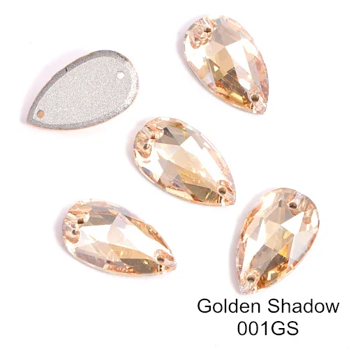 Golden Shadow 24 шт./лот AAAAA качество каплевидные стеклянные стразы блеск пришить стразы Красочные стразы для шитья свадебное платье B3408 - Color: Golden Shadow