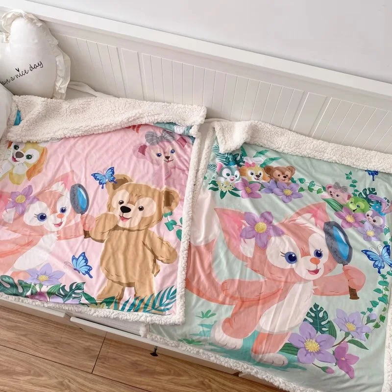 Manta de LinaBell de Disney para ni&ntilde;os y adultos, forro polar c&aacute;lido con estampado de dibujos animados, Duffy, Friend, Berber, siesta, viaje-2