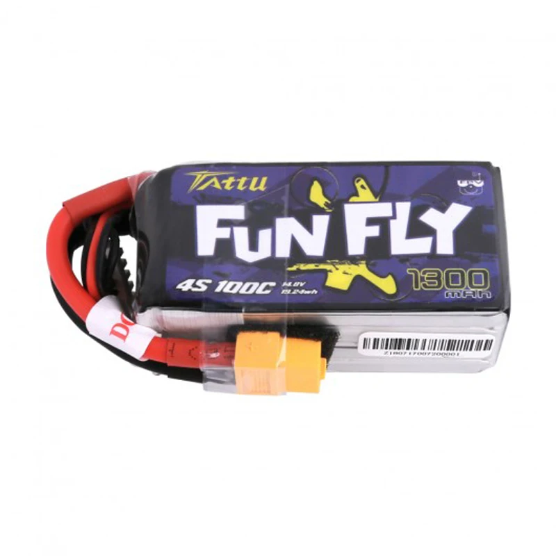 4 шт. литий полимерный аккумулятор Tattu Funfly 1300 мАч 14 8 в 100C 4S1P с разъемом XT60 для