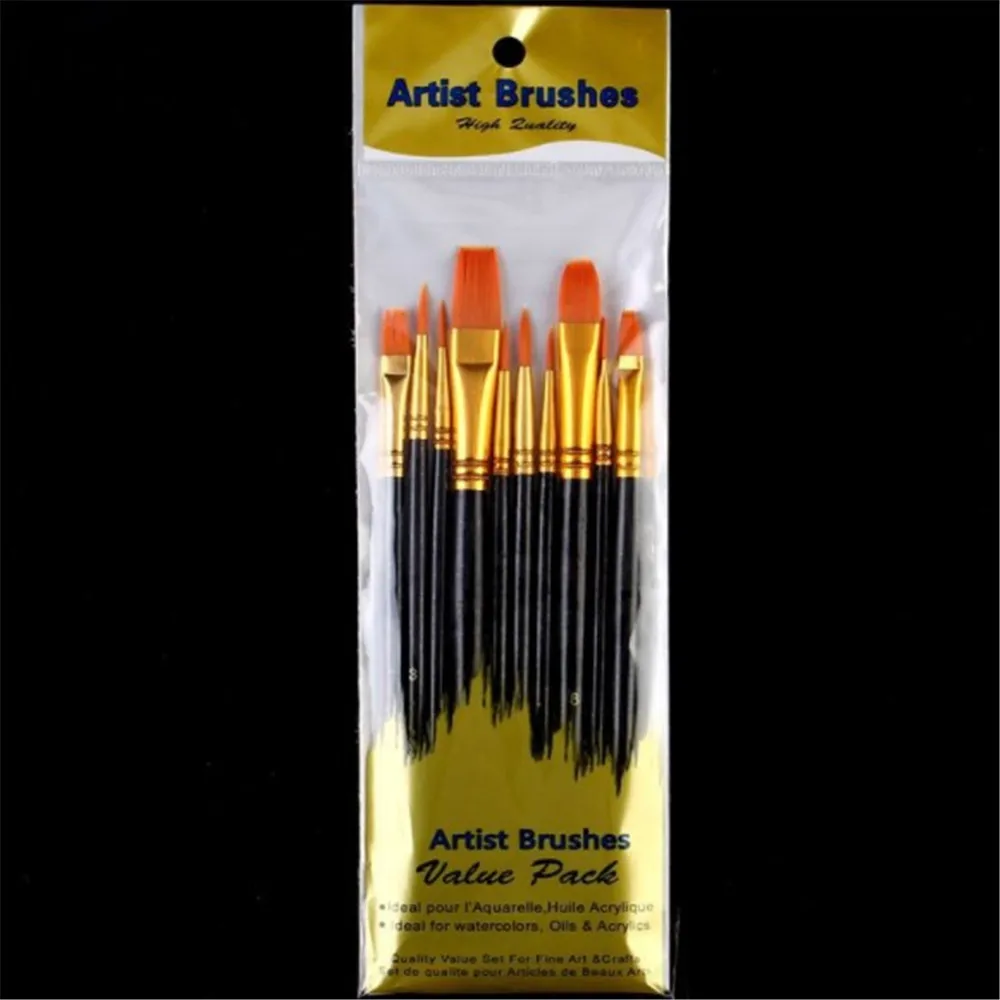 

10pcs/set Artist Paint Brushes Set Acrylic Oil Watercolour Painting Craft Art Model Paint By Number Pen Brushes