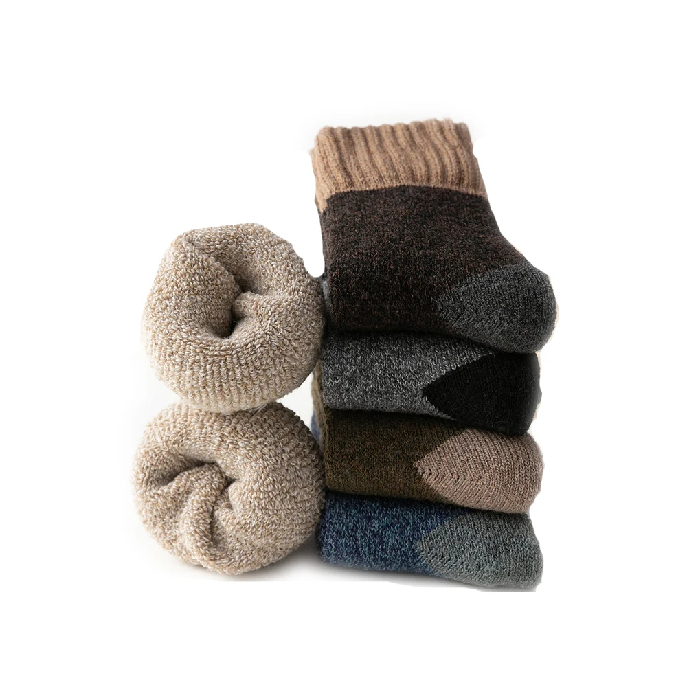 

5 Pairs Autumn Winter Thick Warm Men's Wool Stitching Color Socks