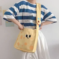 large capacity womens button tote messenger bag cute cheese ladies canvas shopping shoulder bags female girls book handbags