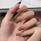 24 шт.кор. французские накладные ногти градиентный дизайн гроба искусственные накладные ногти балерины с клеем полное покрытие накладные ногти нажимные ногти