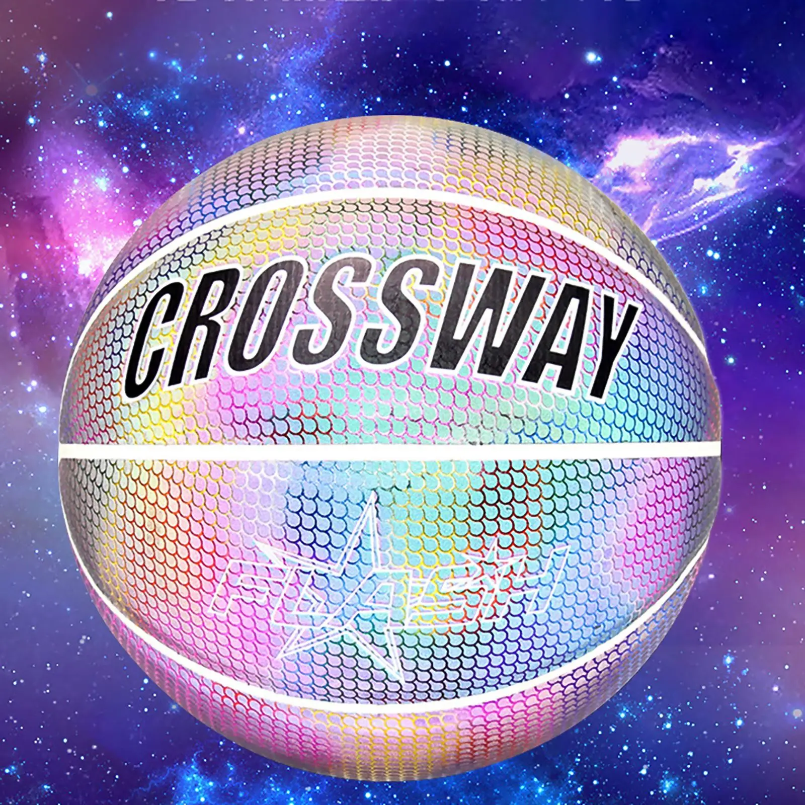 

Holographic Basketball Glowing Reflective Basketball Luminous Basketball Wear-Resistant NO.7 For Night Sports Kids Gifts