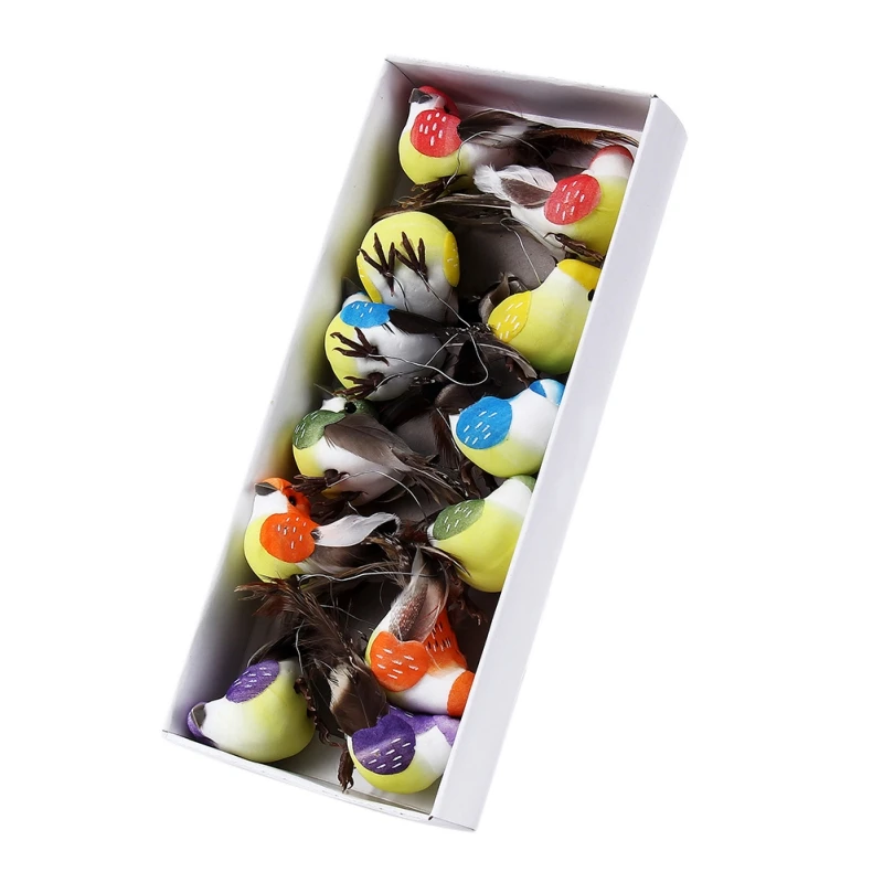 

12PCS Artificia Simulation Feather Birds DIY Simulative Art Crafts Home Garden Wedding Decorations 10x4x4cm