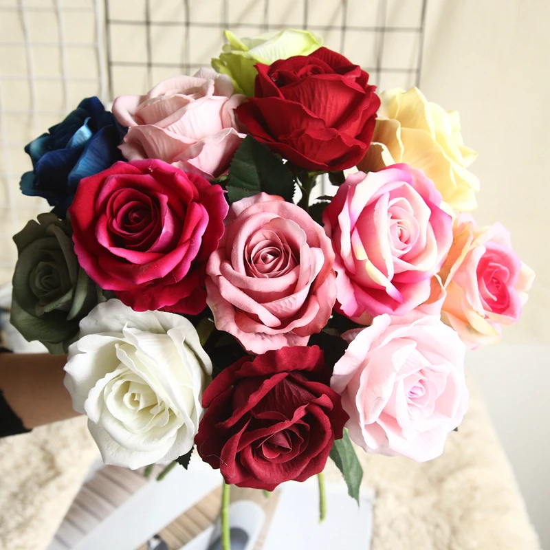 

LuanQI 1-3Pcs High Quality Artificial Rose Flower Silk Fake Rose Flower Wedding Home Birthday Valentine's Day Gifts Bouquet