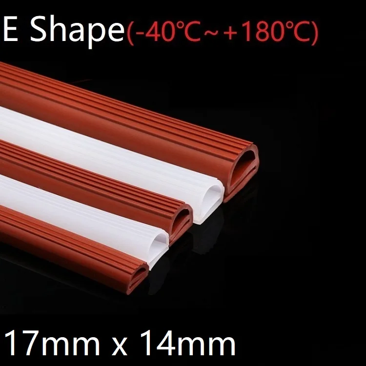 

E Shape Seal Strip 17mm x 14mm Soft Silicone Rubber Car Sealing Bar Oven Freezer Door Steaming Machine Weatherstrip Red White