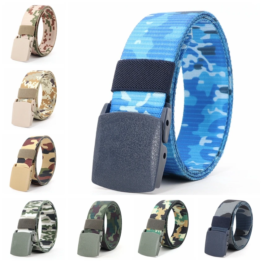 Camouflage Style hypoallergenic belt Military Men Belt Army Belts Adjustable Outdoor Waist canvas Belts with Plastic Buckle