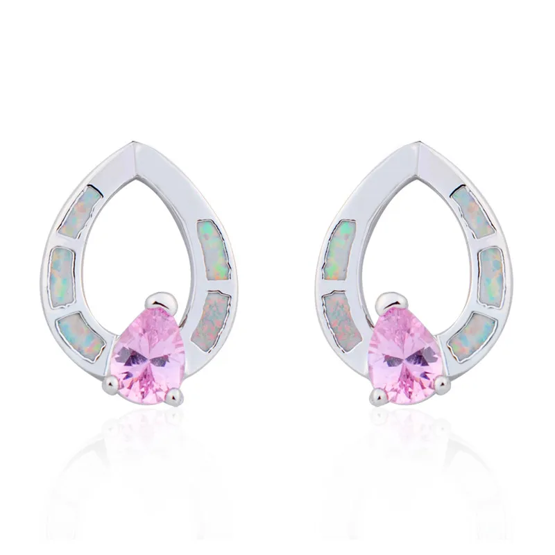 Женские серьги в стиле бохо с голубым и белым огненным опалом маленькие