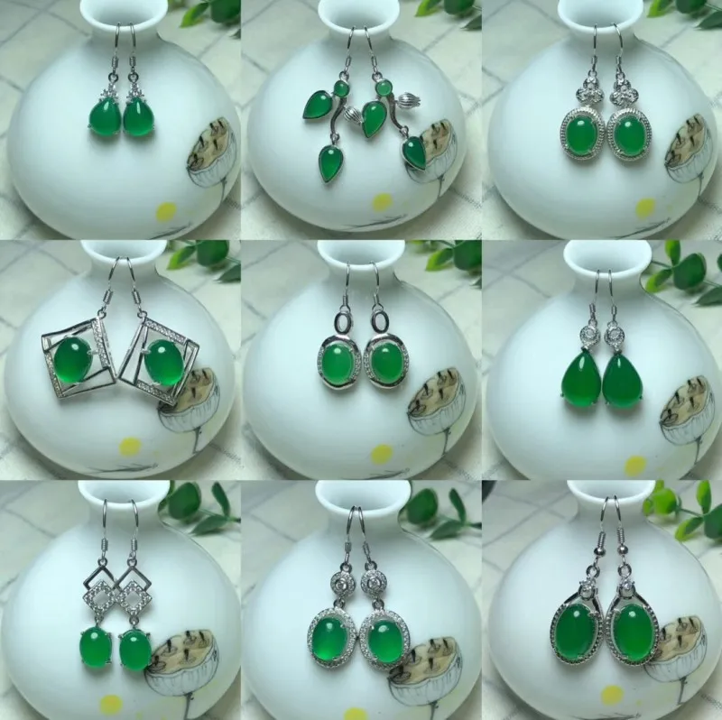 Jade myelin серьги женские зеленые нефритовые желтые розовые синие и белые простые и благородные модные 925 серебряные инкрустированные нефритовые