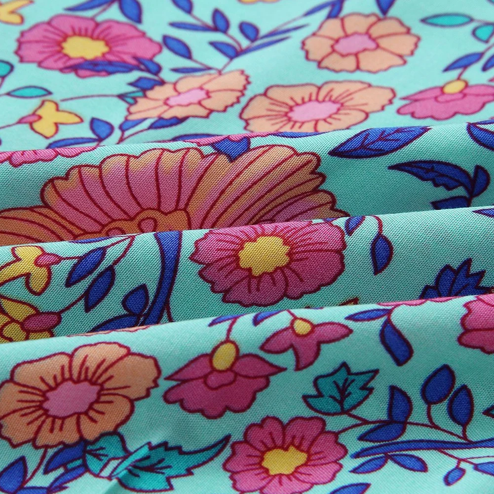 Женское платье с оборками пуловер v образный вырез цветочный принт летнее