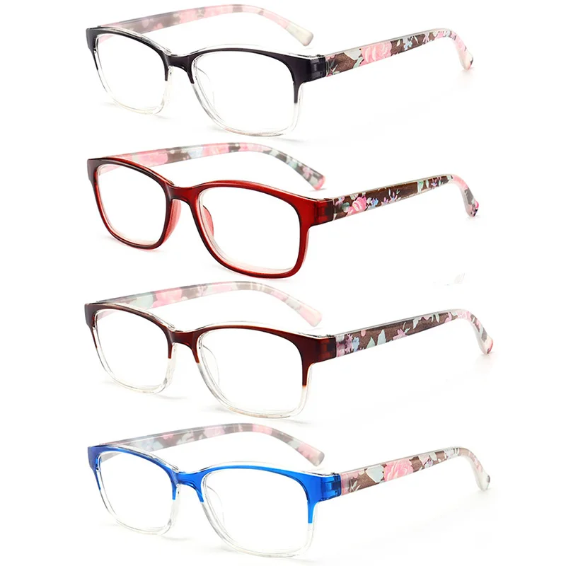 4 Pack in 4 colors RBENN очки для чтения Для женщин с печатным рисунком модные очки для чтения женские+ 0,75 1,25 1,75 2,25 2,75 3,25 3,75 4,5 5,0 6,0 - Цвет оправы: 4 Pack in 4 colors