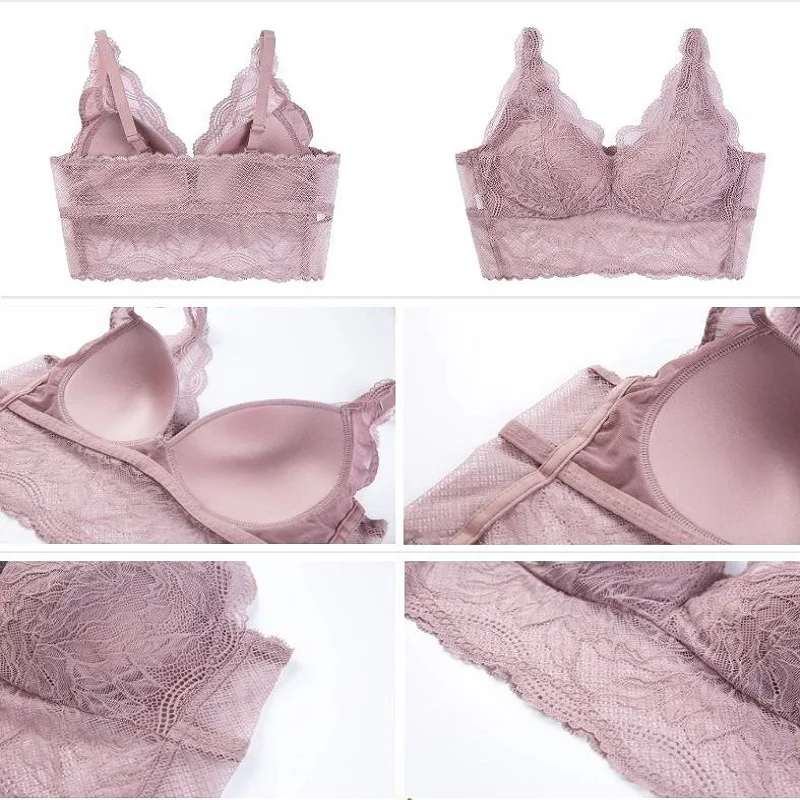 

New Non-Convertible Shoulder Straps Lace Lady's Vest Bras Sexy Thin Breathable Light-Proof Women Underwear