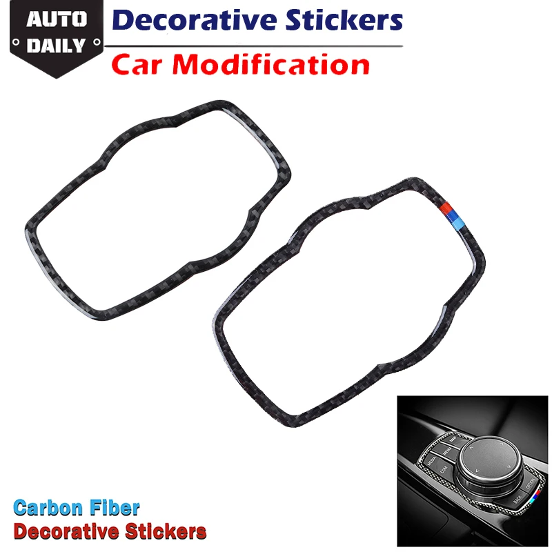 

Multimedia Button Panel Trim Cover Carbon Fiber Stickers Decorative Stickers Fit For BMW 3 Series F30 2013-2015,GT F34 2013-2017
