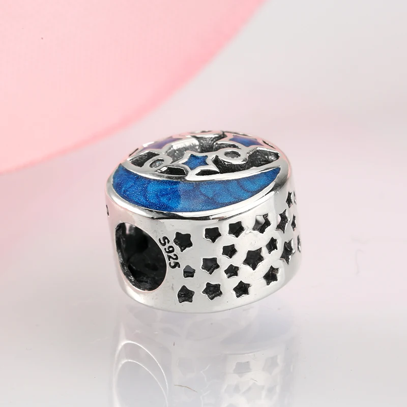 Женский браслет-Шарм Луна и звезды из серебра 925 пробы | Украшения аксессуары