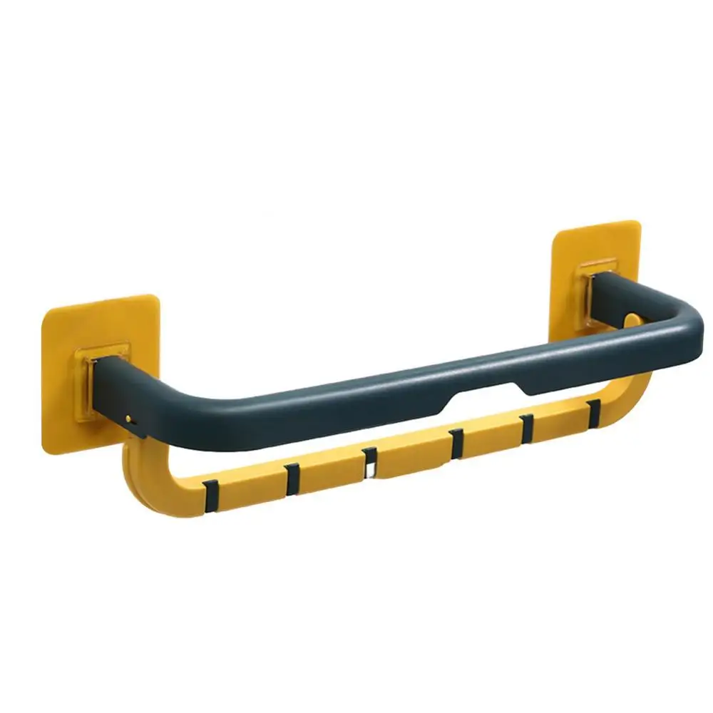 

60% Hot Sale Bathroom Wall Mount Punch Free Adhesive Towel Holder Storage Rack Organizer Nordic Creative Folding Towel Rack