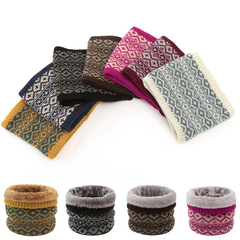

Winter Neck Warmer Scarf Women Knit Mufflers Outdoor Ski Climbing Scarf Snood Shawl Collar Scarves Ring Plus Velvet Warm Knitted