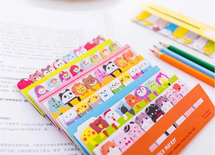Kawaii блокнот для заметок, креативные милые животные, Липкие заметки, индекс, он, планировщик, канцелярские товары, школьные принадлежности, бумажные наклейки