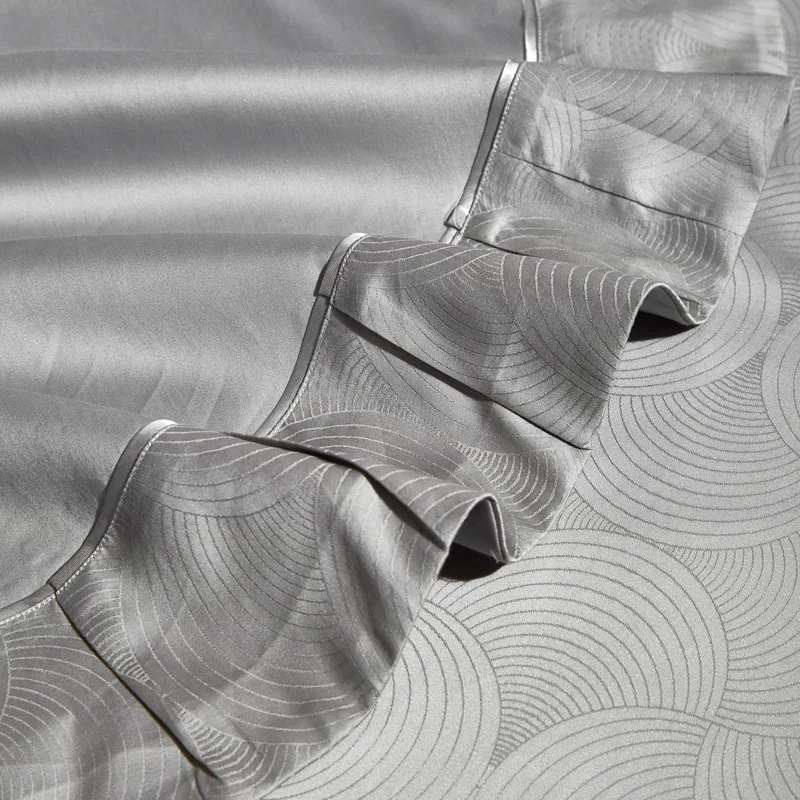 comprar 4 Pçs Cor Sólida Cinza Prata Capa De Edredão Folha De Cama Conjunto Luxo Jacquard Algodão Egípcio Macio Conjunto Cama Queen Size Conjunto