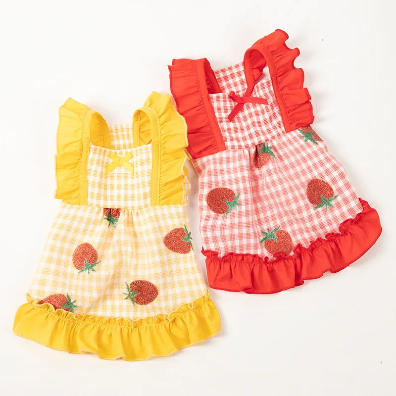 Милое летнее платье для собаки с клубничкой юбка XS щенка кошка чихуахуа