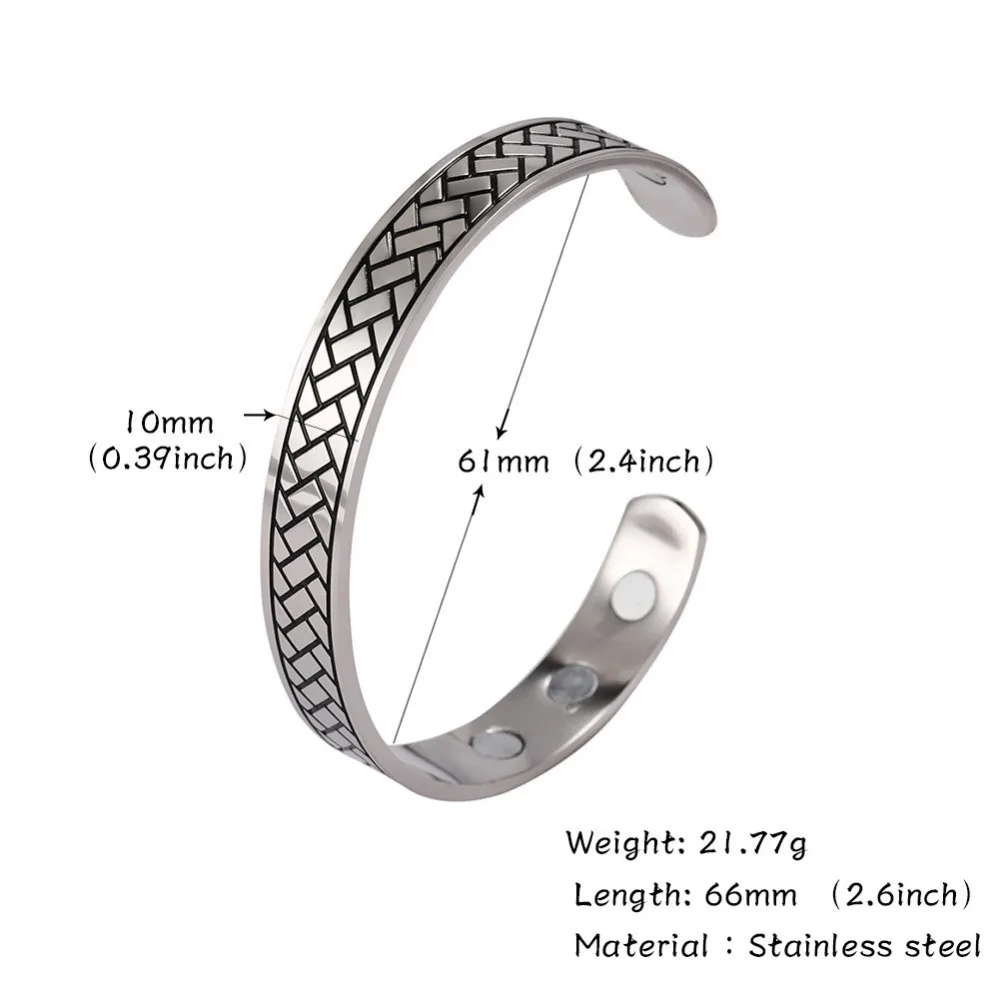 Myshape Magnetic Bangle Strip Lines 316L Stainless Steel Cuff Bracelet Women Bangles Health Elegant Jewelry Christmas Gift | Украшения и