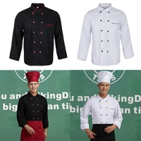 unisex long sleeve chef coat working clothes for kitchen hotel bakery work wear