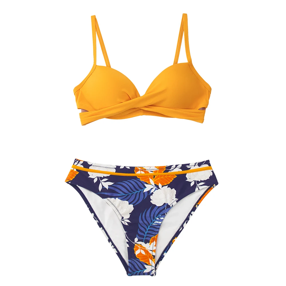 

Push Up Floral Wrap Bikini Sets Women Sexy Thong Two Pieces Swimsuits 2021 New Girl Beach Bathing Suits Swimwear