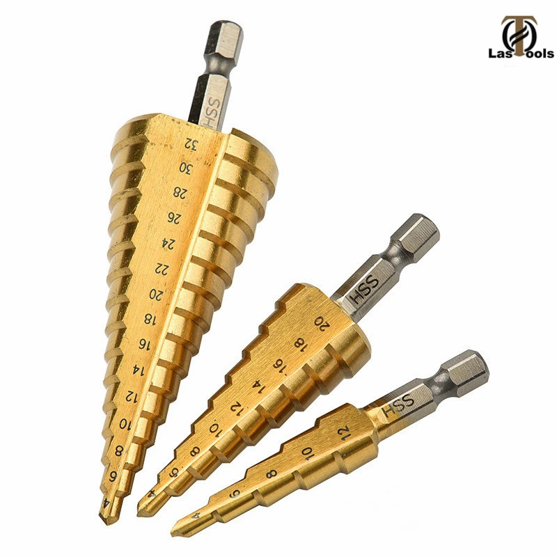 3 шт. шаговый конус HSS Коническое сверло набор дыра резак метрических на возраст
