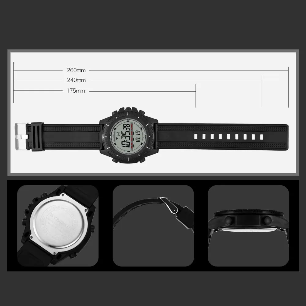 

SYNOKE Sports Watch Men Watches Large Dial Multifunction Shockproof Clock Alarm Waterproof Fashion Male Wristwatches Relgio