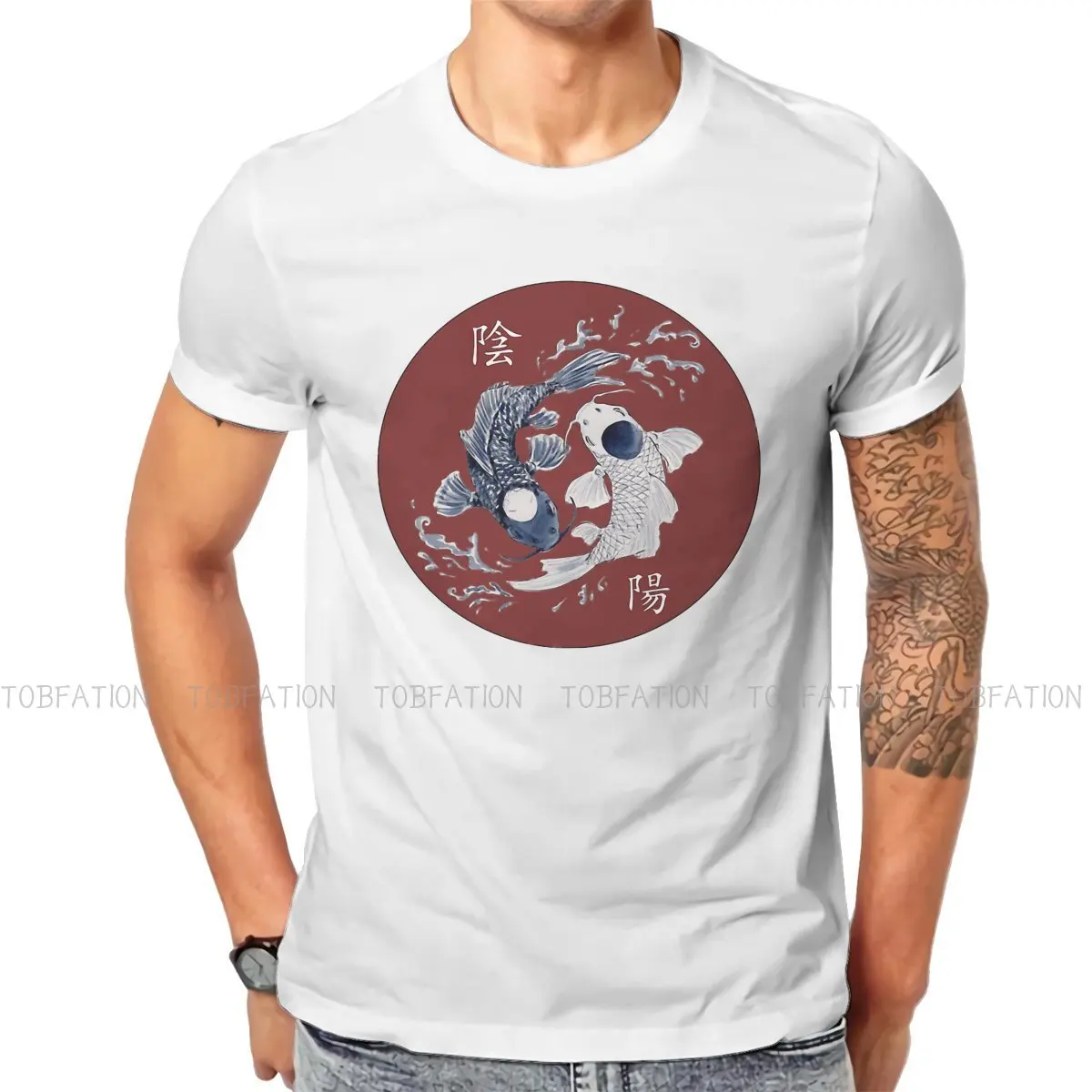 

Tui and La Classic Graphic TShirt Newest Koi Fish Good Luck Style Tops Leisure T Shirt Male Short Sleeve Gift Clothes