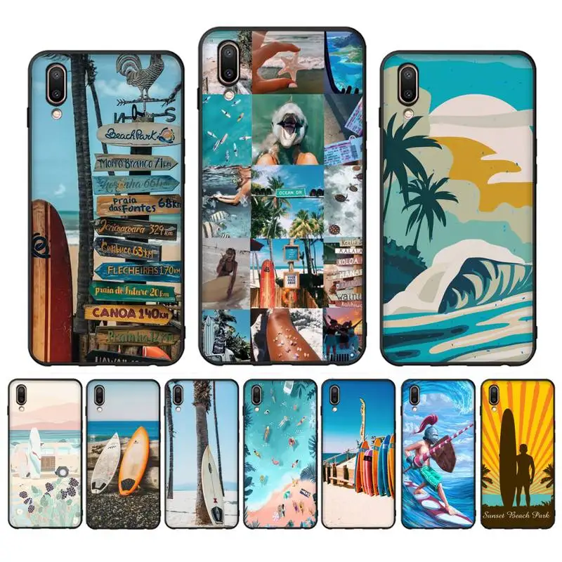 

Surfboard surfing art surf Girl Phone Case Case For Oppo Reno Realme C3 6Pro Cover For vivo Y91C Y17 Y19 Funda Capa