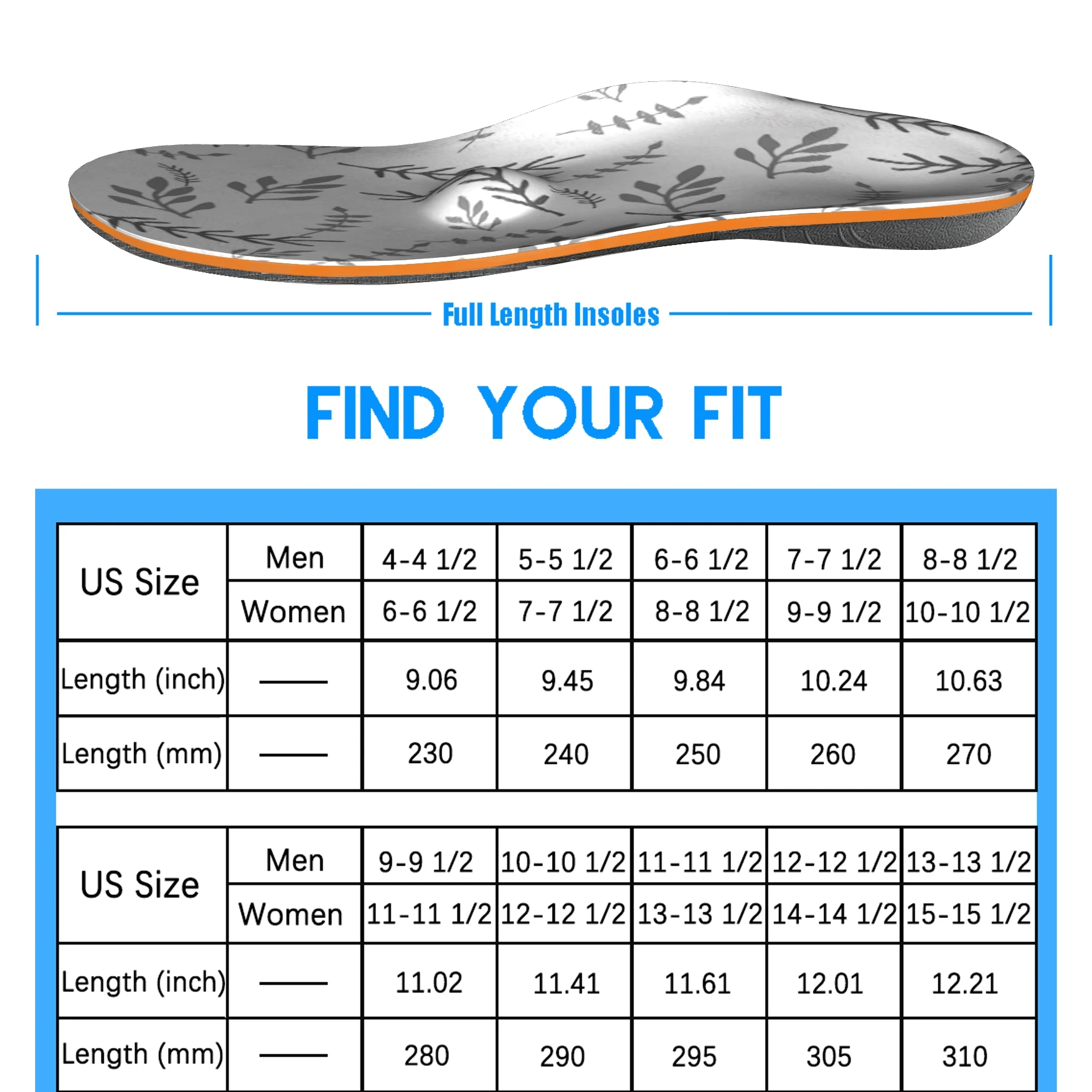 Серый стельки EVA-ортопедические с поддержкой высокого подьема память пены для бега и спортивной обуви для женщин.